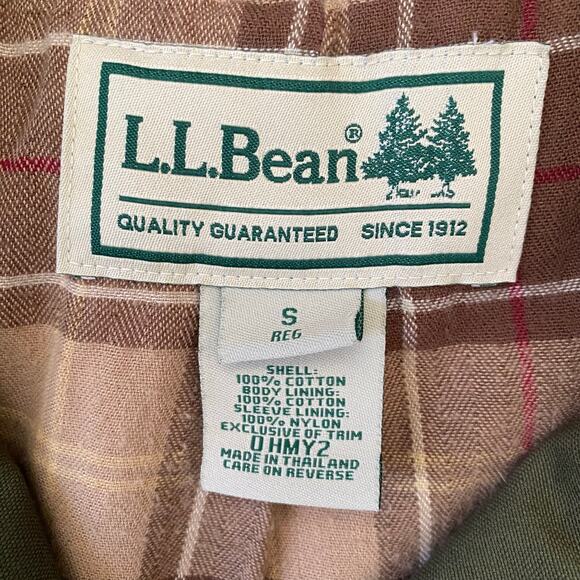 🌿LL Bean Women's Adirondack Green Brown Flannel Lined Barn Coat Jacket S Reg - Picture 5 of 7